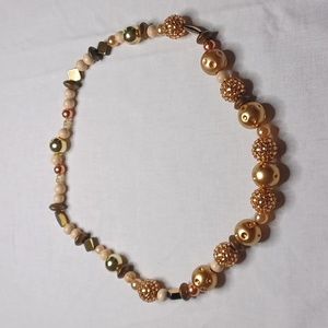 Gold-Tone Bead & Brass-Color Bead Necklace